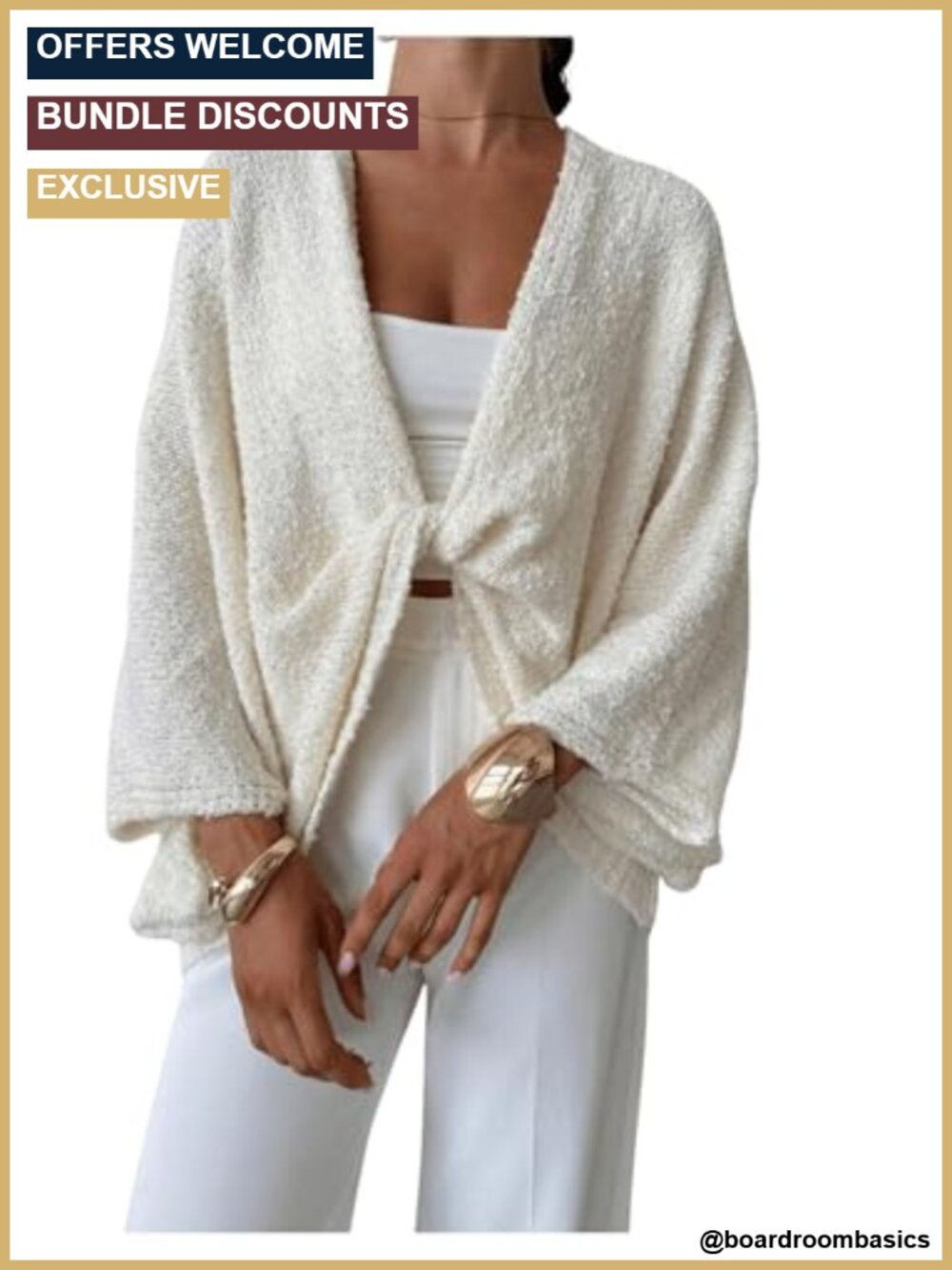 Women's Cropped Wrap Sweater Bat Wing Knit Poncho Top Long Sleeve V-Neck